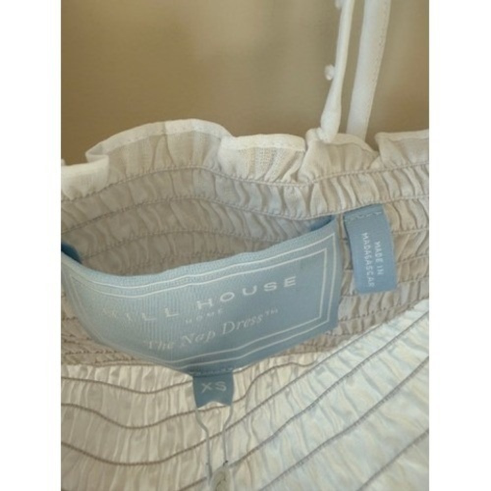 Hill House Home The Nap Dress White Swiss Dot Smocked Puff Sleeve Mini Cotton XS - Picture 3 of 6